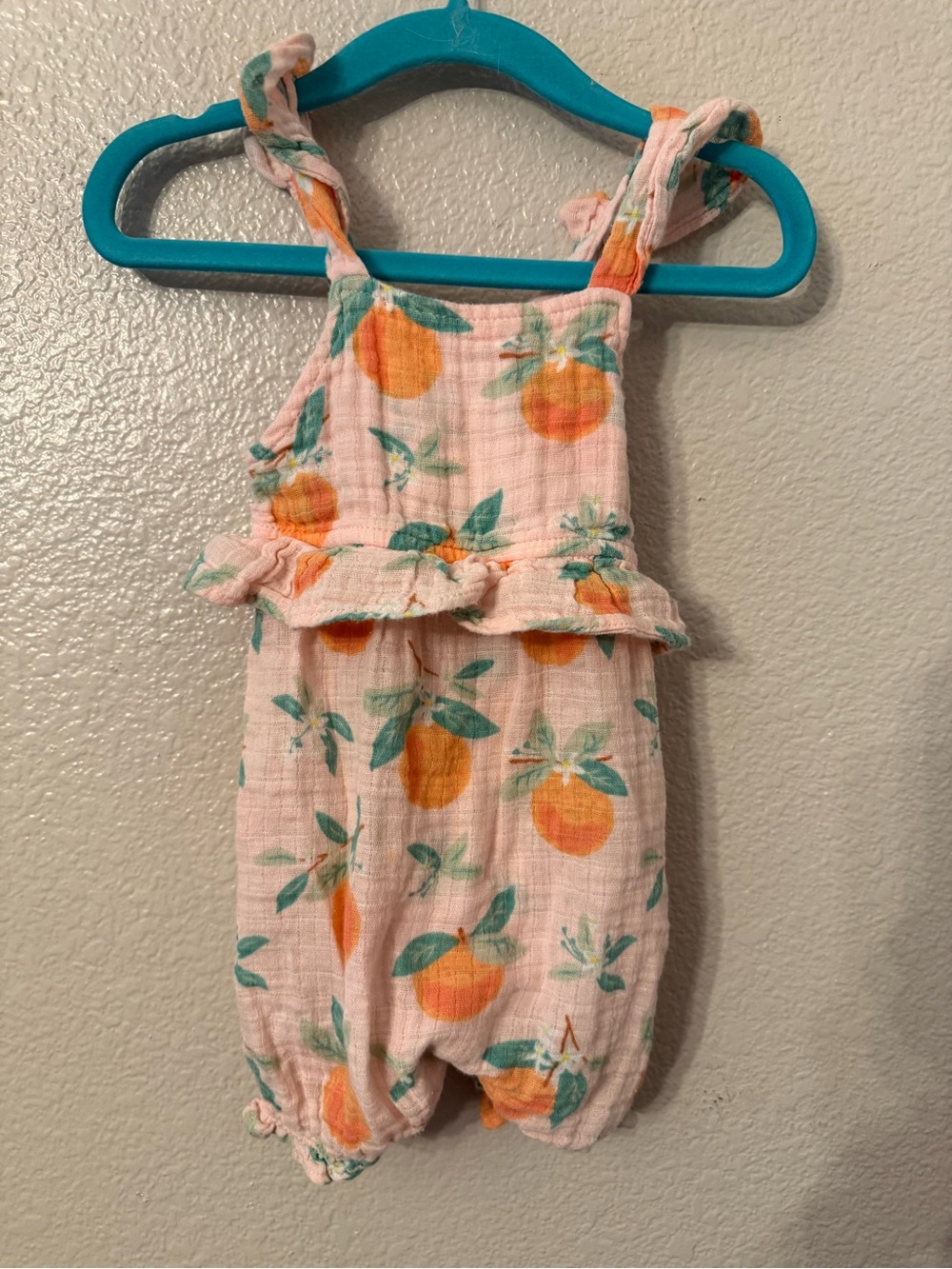 Angel Dear Pink Romper with Orange Fruit Print